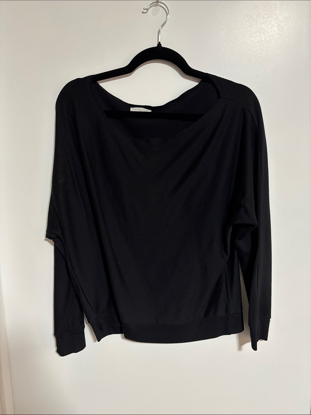 lovestitch Black Boatneck Long Sleeve Top